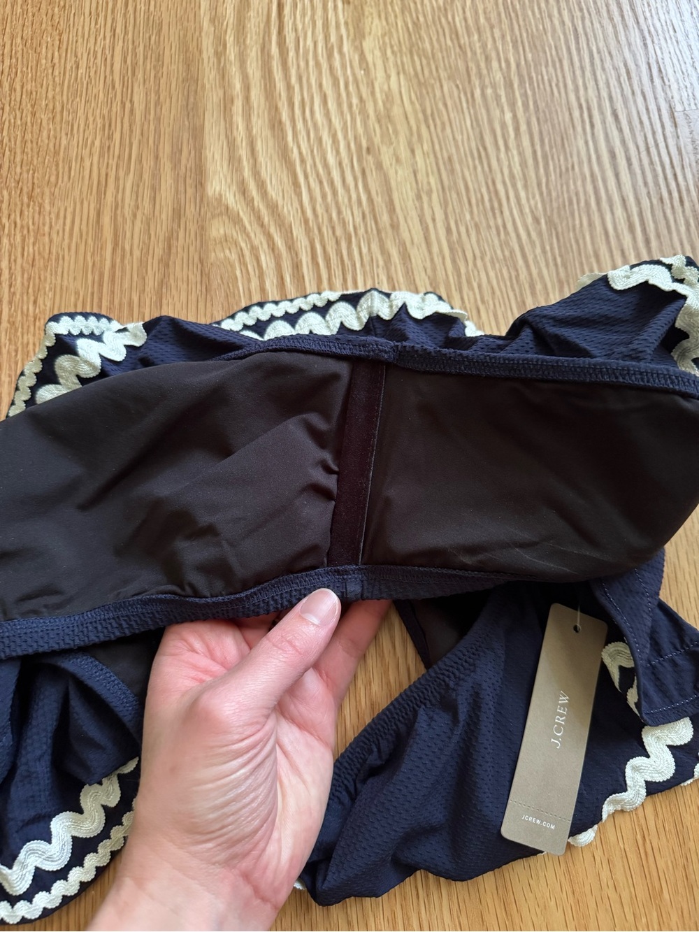 NWT J. Crew One Shoulder Ruffle Pique Rick Rack Bikini - Picture 6 of 8